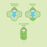 Muslin Baby Bath Swaddle made from Organic Cotton