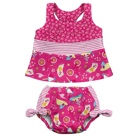 Tankini Swimsuit Set with Built-in Reusable Swim Diaper