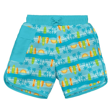 Swim Board Shorts with Built-in Reusable Absorbent Swim Diaper