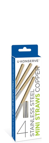 Stainless Steel Mini Straws (4-Pack) - Copper